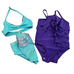 Wave Zone Bikini Two Piece Old Navy Purple One Piece Swimsuit Bundle Set Size 18
